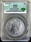 2023-P Morgan SILVER Dollar CERTIFIED CAC MS69 Advanced Delivery