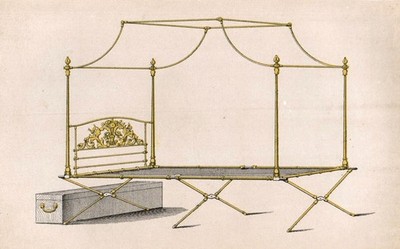 Himmelbettgestell 1850er Jahre R.W. Winfield - Day & Son ANTIKE LITHOGRAPHIE