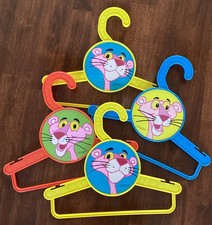 WOW, 4 Vntg 1993 Mirisch-Geoffrey Pink Panther Plastic Hangers Yellow, blue, Red