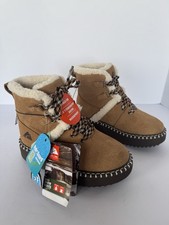 OZARK TRAIL LITTLE GIRLS SUEDE SNOW BOOTS, SZ 1, 3M THINSULATE, WATERPROOF A