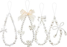 4Pcs Cute Phone Charms Strap, Pearl Butterfly Beaded Phone Camera Wrist Strap, W