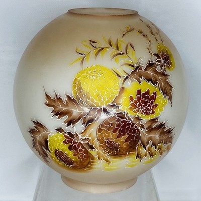 Floral Round Glass Ball Globe Hurricane Lamp Shade 4  Fitter Fall Colors