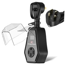 RV Surge Protector 50 Amp for Outdoor Travel 50Amp with LED Display Black