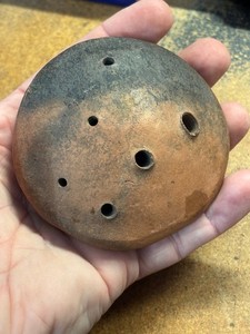 Vtg Antique? Handmade Fired Clay Pottery OCARINA Flute MAKER MARKED Unknown