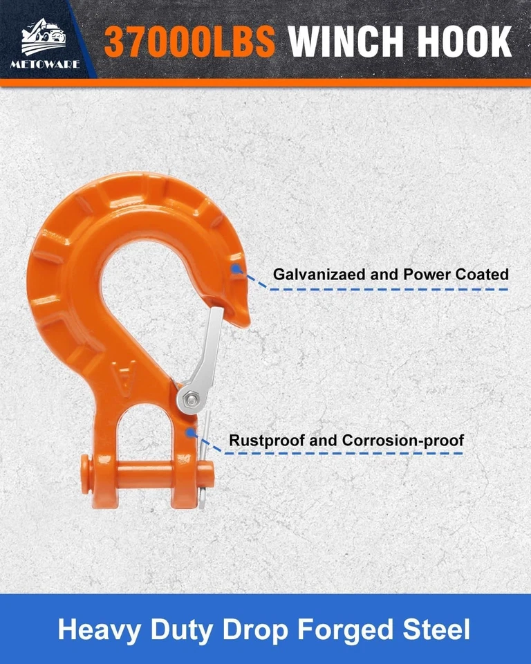 Kit de cuerda de cabrestante sintético 10.000 libras línea de cable de cabrestante con 1/4" x 50 pies naranja Foto 3 de 4