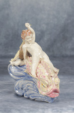 Rare Antique Porcelain Charles Vyse Style Mythological Putti & Dolphin ME Dallas