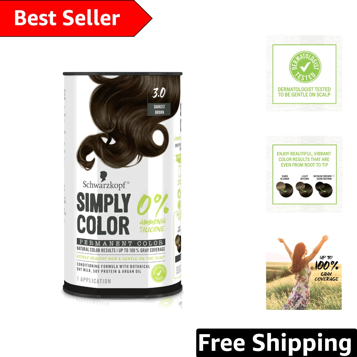 3.0 Darkest Brown Hair Dye, Ammonia-free