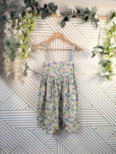 Zara Women's ColorfulFloral Poplin Mini dress Flowy Tie Back 100% Cotton Size Xs