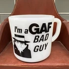 Vintage 60's Anchor Hocking "I'm a GAF Bad Guy/I Had A Bad Idea" Milk Glass Mug