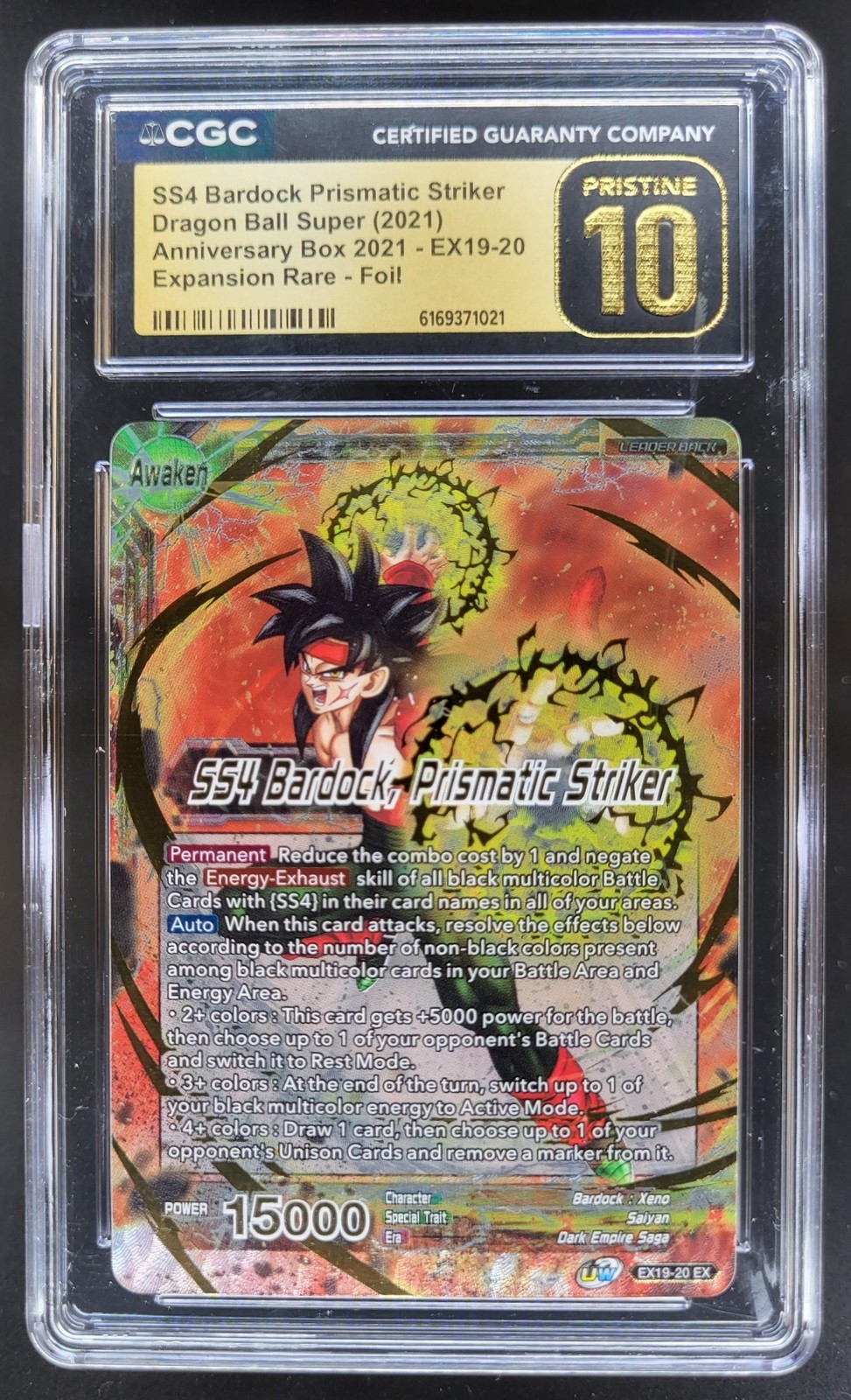 2021 DRAGON BALL SUPER SS4 BARDOCK PRISMATIC STRIKER FOIL CGC 10 PRISTINE I RC7