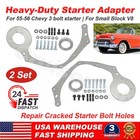 2 Set For 55-56 Chevy Starter Plate And Newer Blocks w/ Broken Starter Mount Kit
