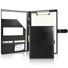 Professional Portfolio Binder with Clipboard, Faux Leather Padfolio Organizer fo