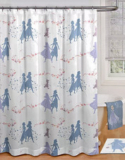 Disney Frozen Shower Curtain and Snowflake Hook Set Bathroom Girls Kids 70x72"