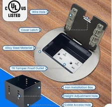 Recessed Floor Outlet Box 20 Amp Floor Electrical Outlet Tamper Resistant (TR...