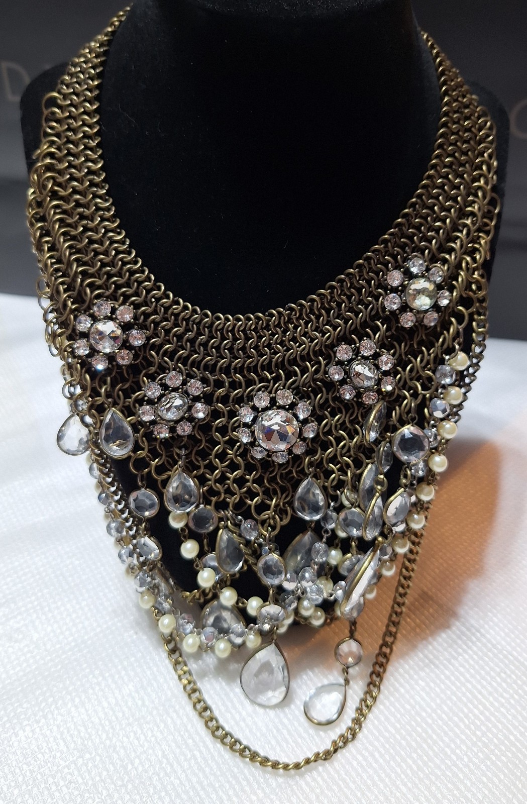 Signed Graziano Statement Chainmail Necklace Gunm… - image 4