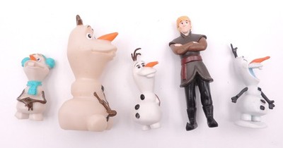 5 Disney Frozen Plastic Figures:  Kristoff, Olaf Toys, Cake Topper Mixed Lot