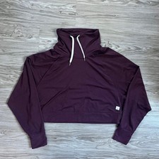 Vuori Restore Cowl Neck Pullover Sweatshirt Dark Plum Purple Cropped Women Small