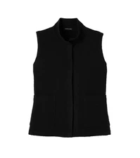 Eileen Fisher Organic Cotton Tweed Textured Full Zip Vest Black L NEW