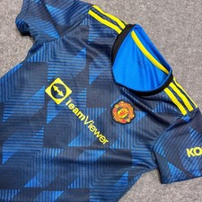 Adidas Manchester United Kid Sz 24 Blue Ronaldo 7 Third Jersey 21-22 Distressed