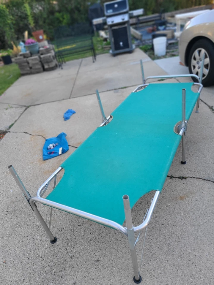 Vtg Cot Bunk bed Telescope Folding Furniture Company Cot Aluminum & Canvas - Image 4 of 4