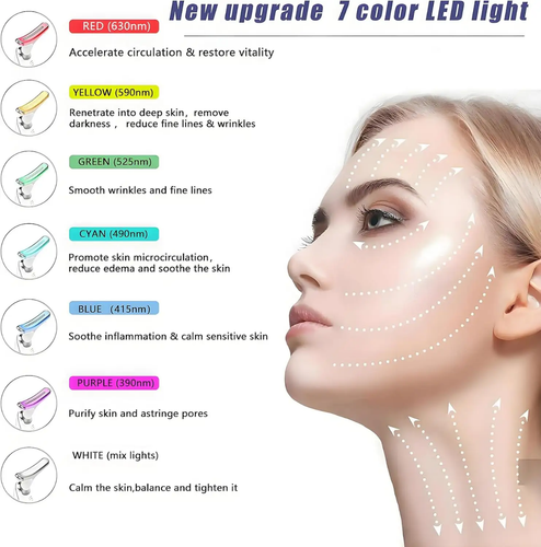 Massaggiatore Viso e Collo Lifting Antirughe Elettrico con 3 Modi 7 Colori LED. - Foto 6 di 14