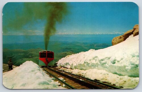 Postcard Summer Snow Banks On The Pikes Peak Cog Road At Pikes Peak CO Unposted