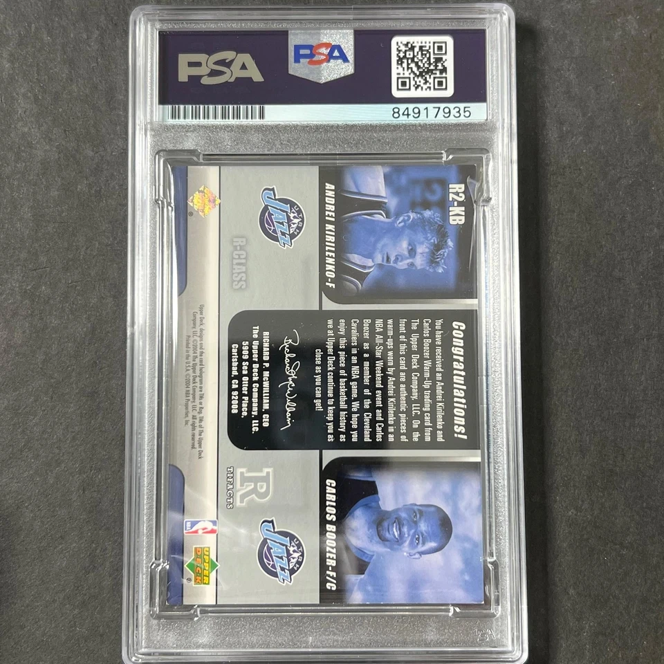 Tarjeta firmada 2004 Upper Deck #R2-KB Andrei Kirilenko automática PSA losa jazz Foto 2 de 2