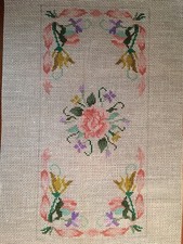 Needlepoint canvas hand painted flowers 18 mesh 4 1/2 x 9 1/2"
