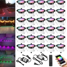 10-30Pcs Low Voltage Waterproof RGB+Warm White Light WiFi LED Deck Lights Kit US