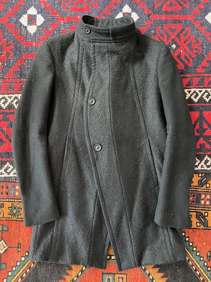 Julius _7 Aymmetrical Boucle Mohair Cashmere Wrap Coat Jacket AW2013-14 Size 2 M - Image 2 of 4