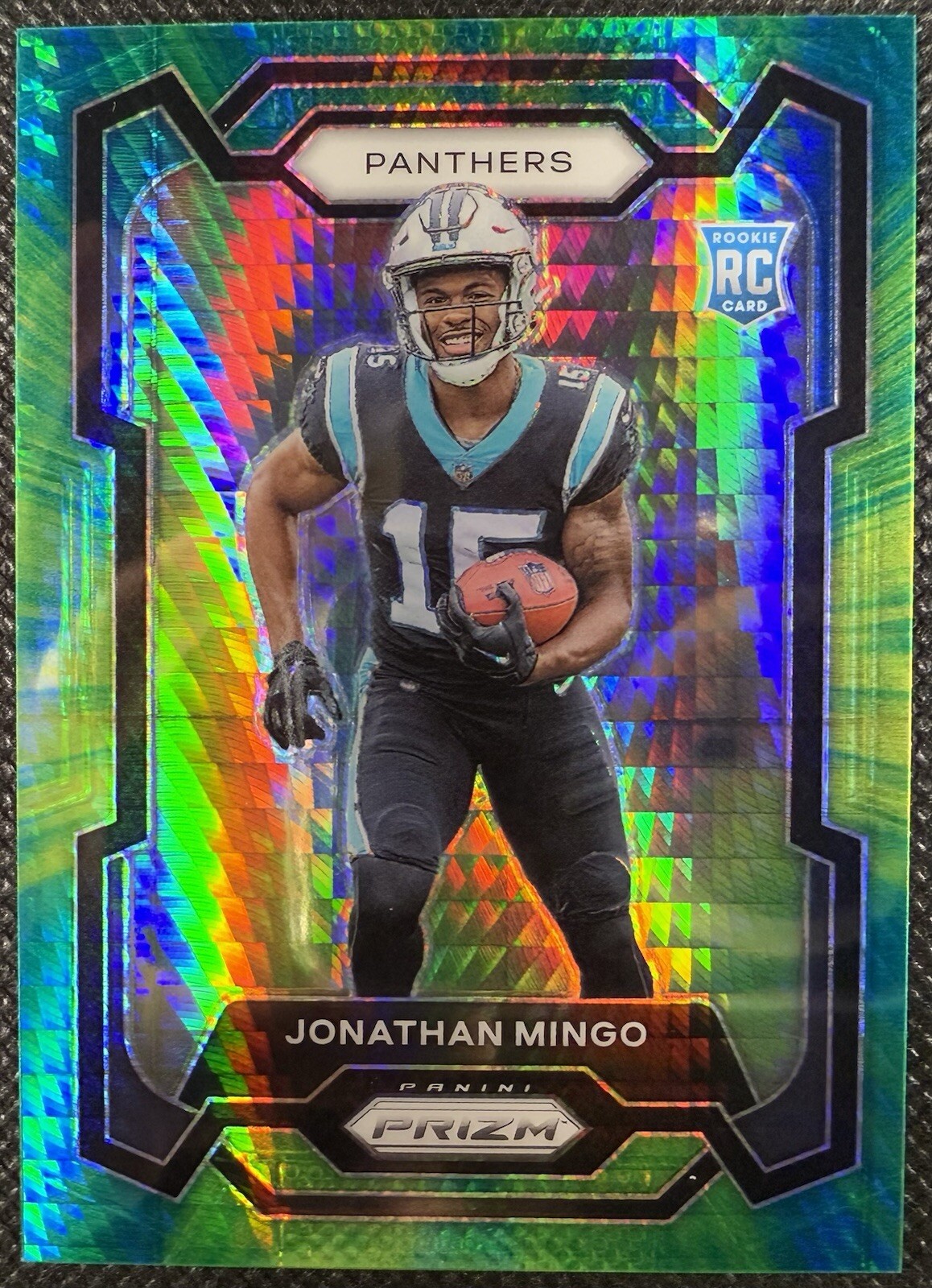 2023 Panini Prizm Jonathan Mingo Green Hyper Rookie Prizm /175 #312 Carolina