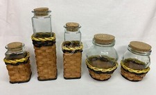 Set di vasi/barattoli in vetro con tappo in sughero e rivestimento in legno casa