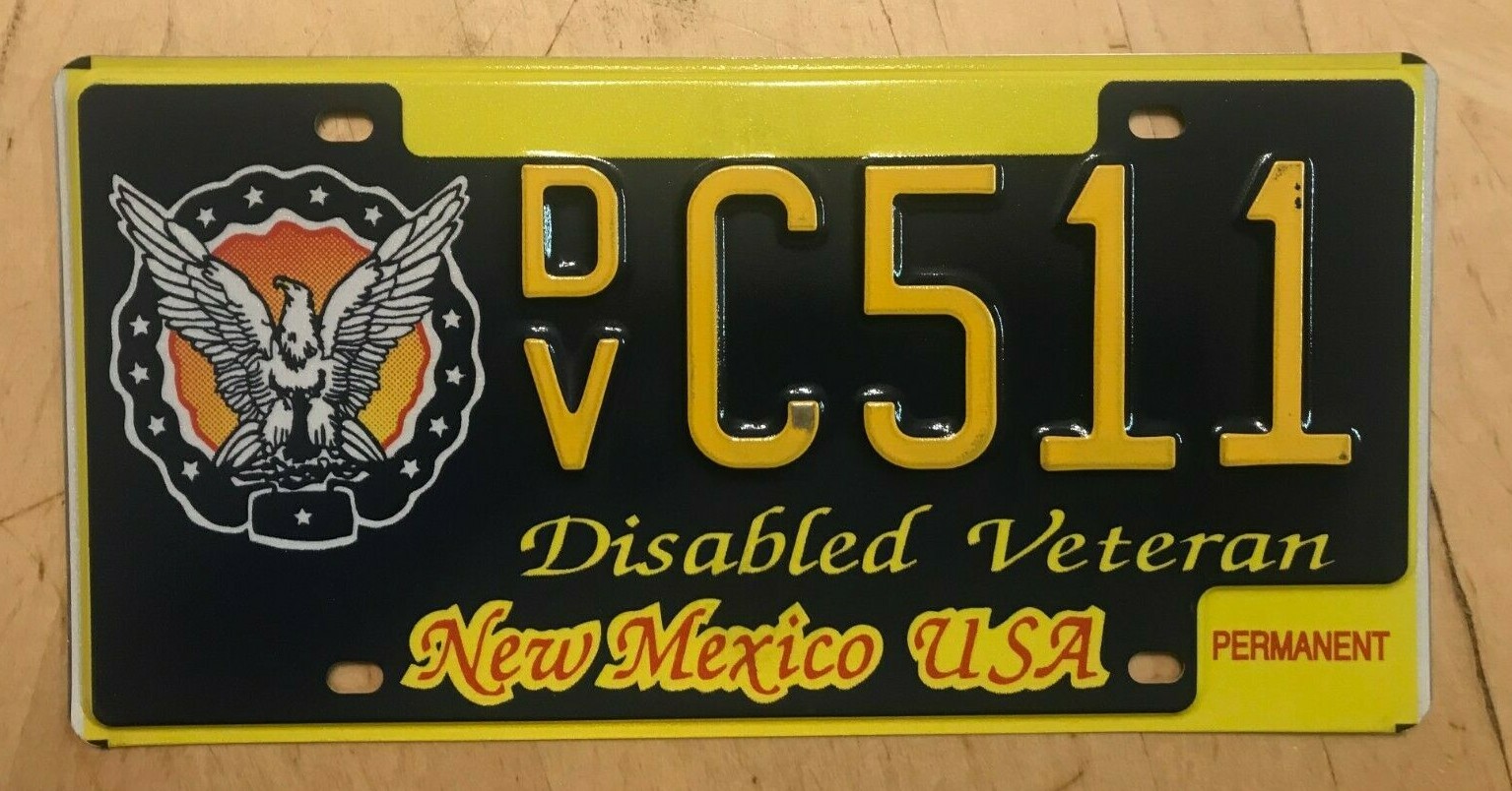 NEW MEXICO DISABLED VETERAN MILITARY LICENSE PLATE " DV C 511 " NM eBay