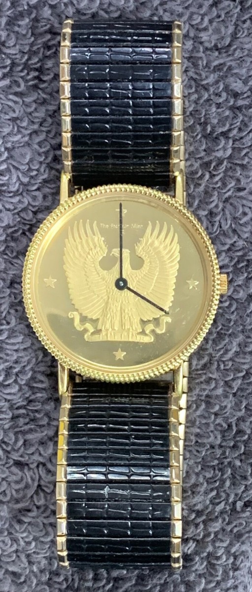 THE FRANKLIN MINT AMERICAN EAGLE DIAL SWISS WATCH 1986 - Needs