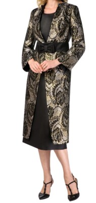 Giovanna 3Pieces Suit Black /Gold Size 16