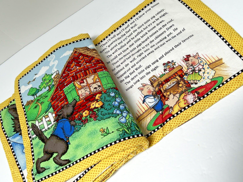 MARY ENGELBREIT Cotton Fabric Soft Book Panel - Three Little Pigs - 10 x 9 - Picture 3 of 7