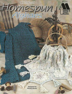 Homespun Afghans Crochet Modern Honeycomb Victorian Homespun Zigzag Tweed NEW