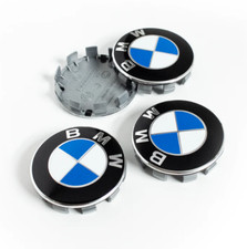 4X BMW ALLOY BLUE WHEEL CENTRE HUB CAPS 68mm E60 E90 E92 E82 E87 F10 F20 F30