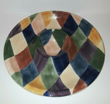 Tabletops Unlimited Carnival Argyle Diamonds 13 3/8" 1 Piece Chip & Dip Platter