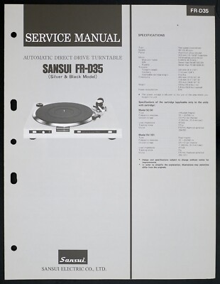 Original SANSUI FR-D35 Turntable Service-Manual/Diagram/Parts List
