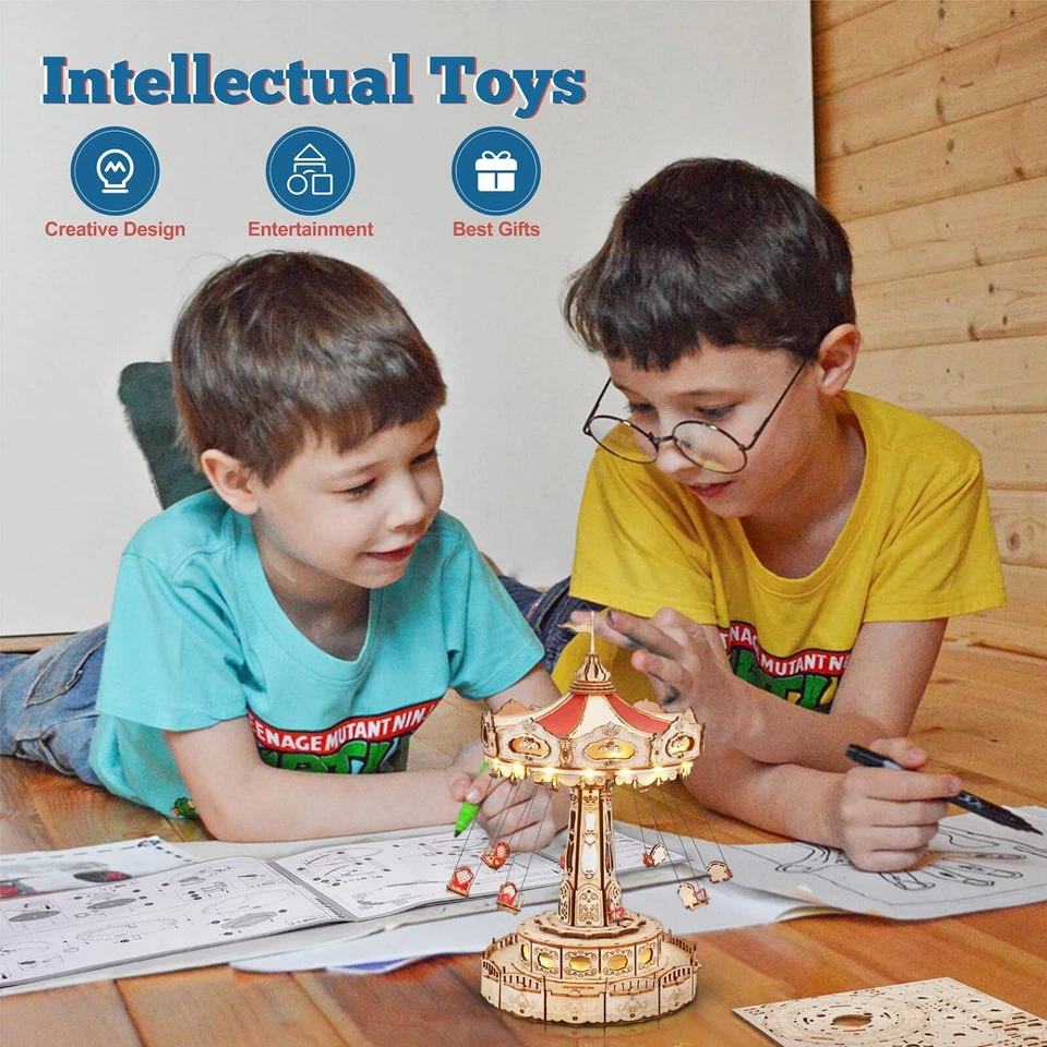 Rokr 3D Music Puzzle Wooden DIY Jigsaw for  Adults Model Kits Gift Swing Ride - Image 2 of 4