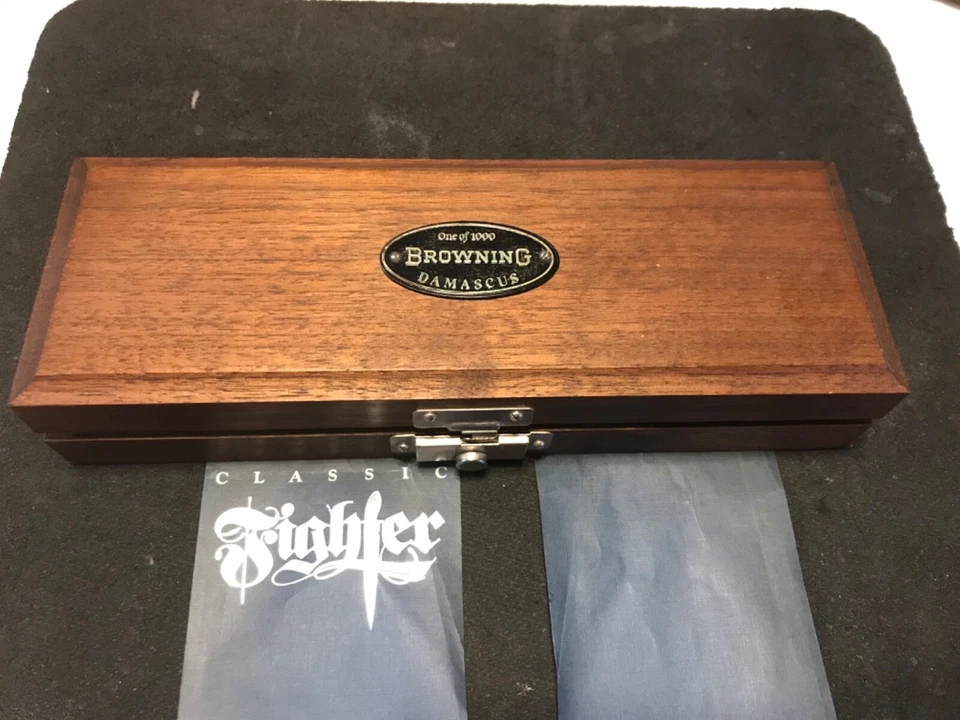 Cuchillo de combate clásico Browning Damasco Blade raro 1/1000 hecho #494 Seki, Japón Foto 4 de 4