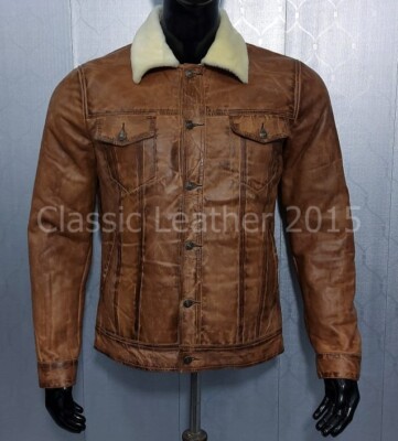  Men's Shearling Leather Jacket Dark Brown B3 Jacket Original Flying Jacket