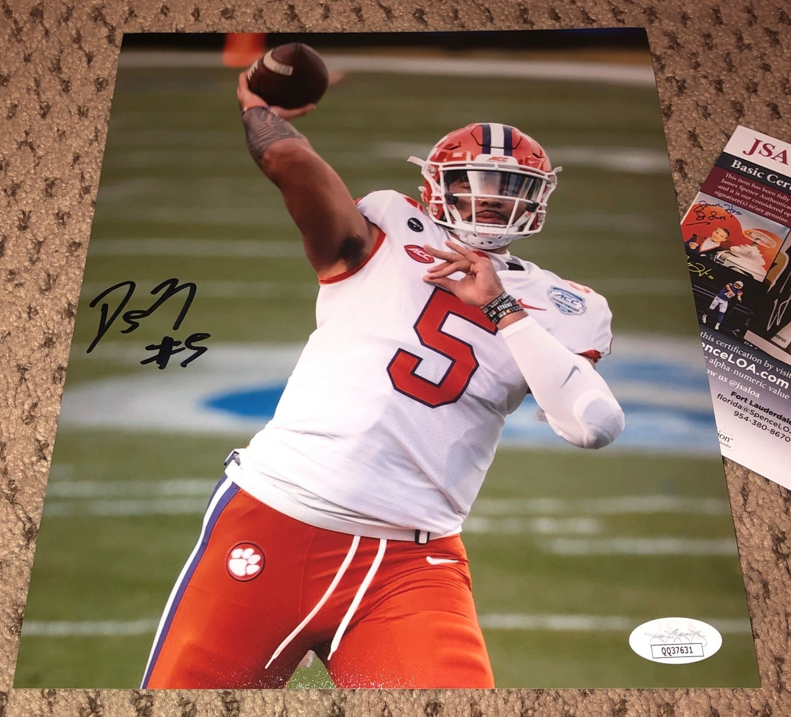 DJ UIAGALELEI SIGNED 8X10 PHOTO CLEMSON FOOTBALL TIGERS JSA AUTOGRAPH QB AUTO 