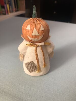 Midwest Imports Vintage Pumpkin Jack O'Lantern Head Scarecrow Corn Husk