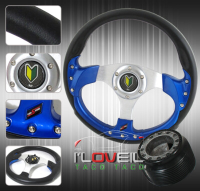 89-05 Eclipse 320mm Steering Wheel Kit + Fixed Hub Adapter & Jdm Horn Button