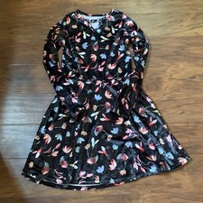 Kidpik Girls Dress With Flowers Size Medium 10 Mid Sleeves Open In The Front