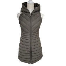 Peuterey Goose Down Extra Long Quilted Puffer Vest Green Size 38 Xxs