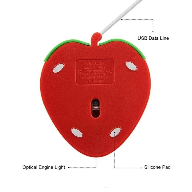 3D Mini Cute Strawberry Wired Mouse - Image 4 of 4