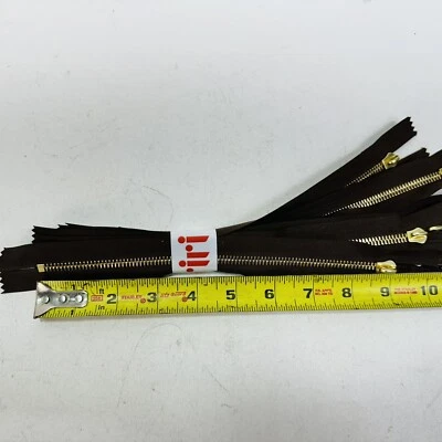 10X - RiRi Zipper M6, One Way Separating End Gold, Brown 2232, 9" no pull handle - Image 1 of 3